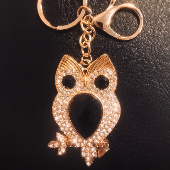 Owl Gold Crystal Keychain Beautiful! NEW - Picture 2 of 3